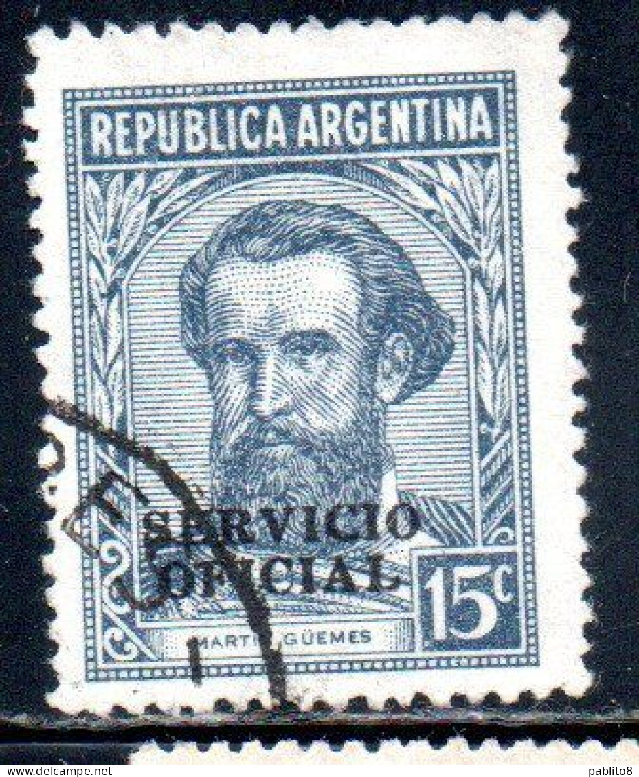 ARGENTINA 1938 1954 1939 OFFICIAL STAMPS SERVICE SERVICIO OFICIAL OVERPRINTED 15c USED USADO - Dienstzegels