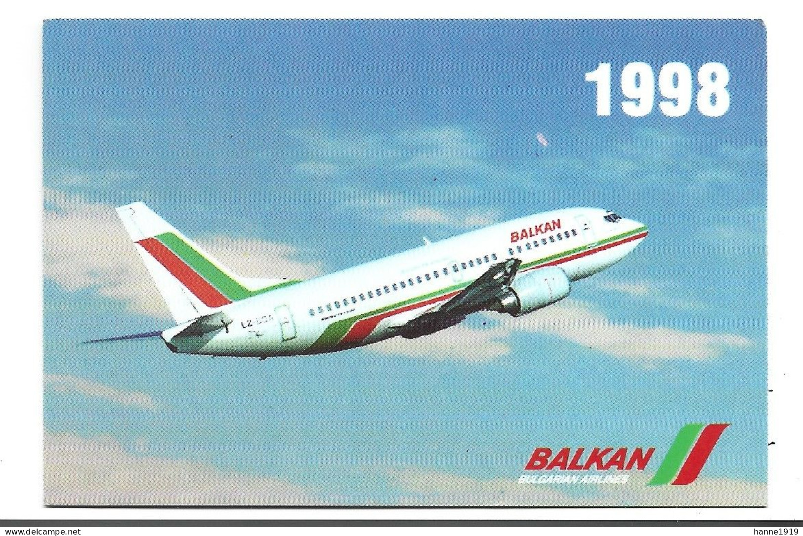 Bulgarian Airlines Balkan Vliegtuig Avion 1998 Kalender Htje - Petit Format : 1991-00