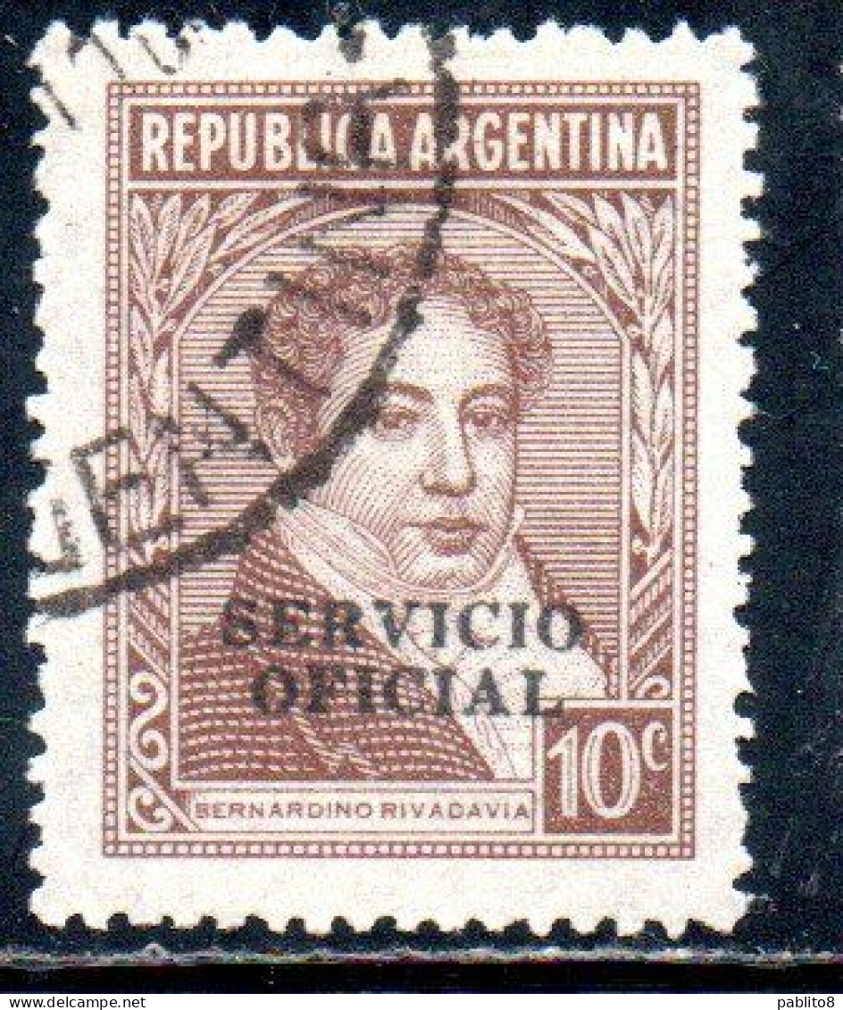 ARGENTINA 1938 1954 1939 OFFICIAL STAMPS SERVICE SERVICIO OFICIAL OVERPRINTED 10c USED USADO - Oficiales