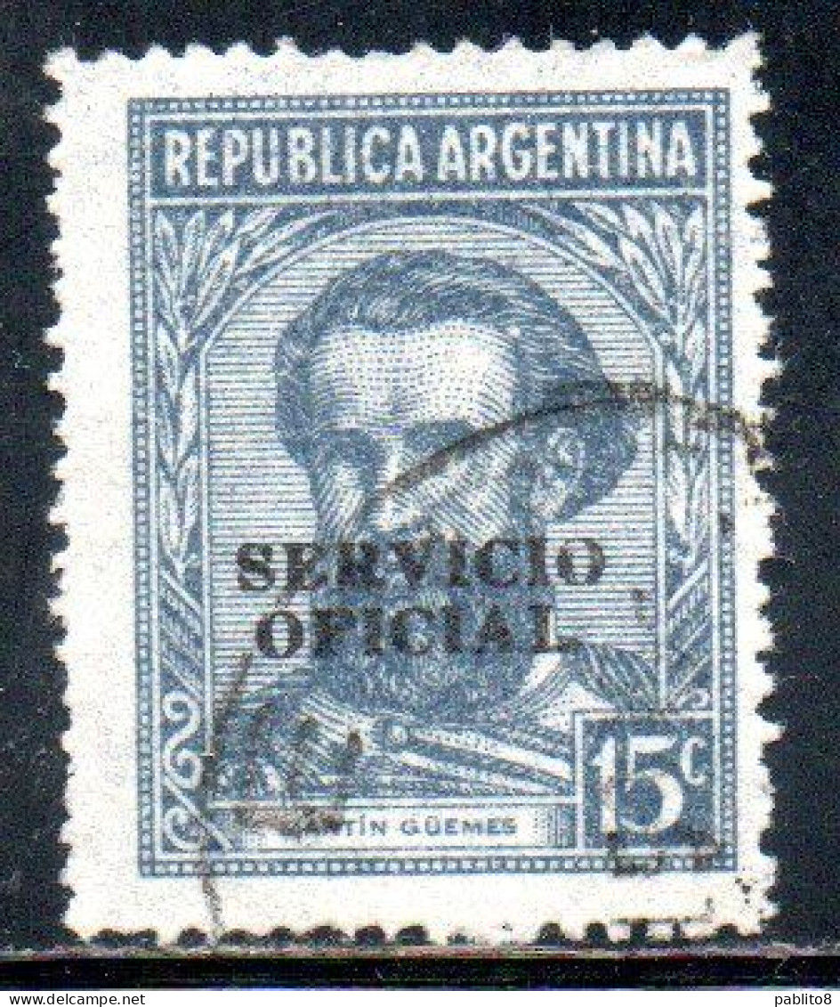 ARGENTINA 1945 1946 OFFICIAL STAMPS SERVICE SERVICIO OFICIAL OVERPRINTED 15c USED USADO - Dienstmarken