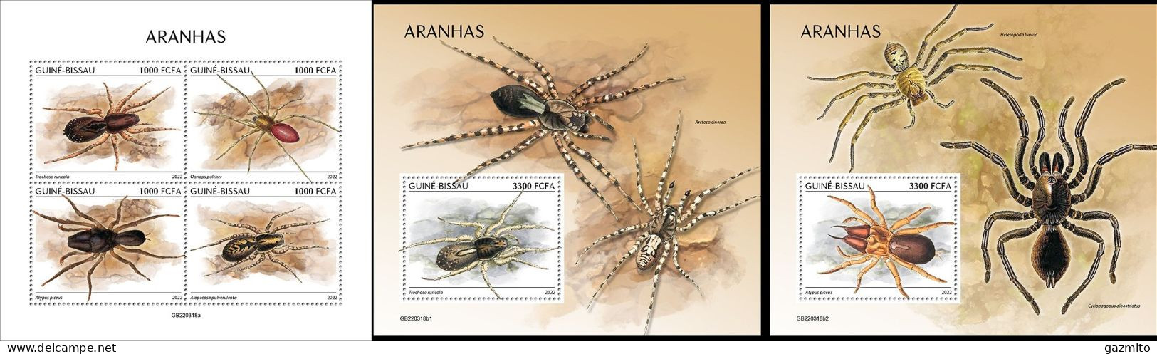 Guinea Bissau 2022, Animals, Spider, 4val In BF+BF - Spinnen