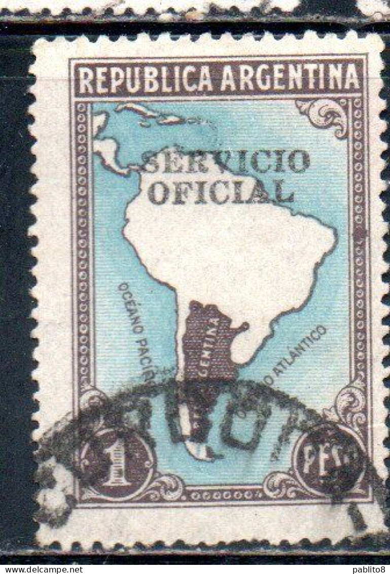 ARGENTINA 1945 1946 OFFICIAL STAMPS SERVICE SERVICIO OFICIAL OVERPRINTED 1p USED USADO - Dienstzegels