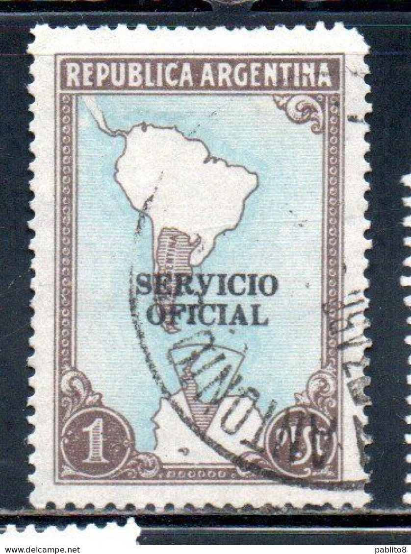 ARGENTINA 1945 1946 OFFICIAL STAMPS SERVICE SERVICIO OFICIAL OVERPRINTED 1p USED USADO - Dienstzegels