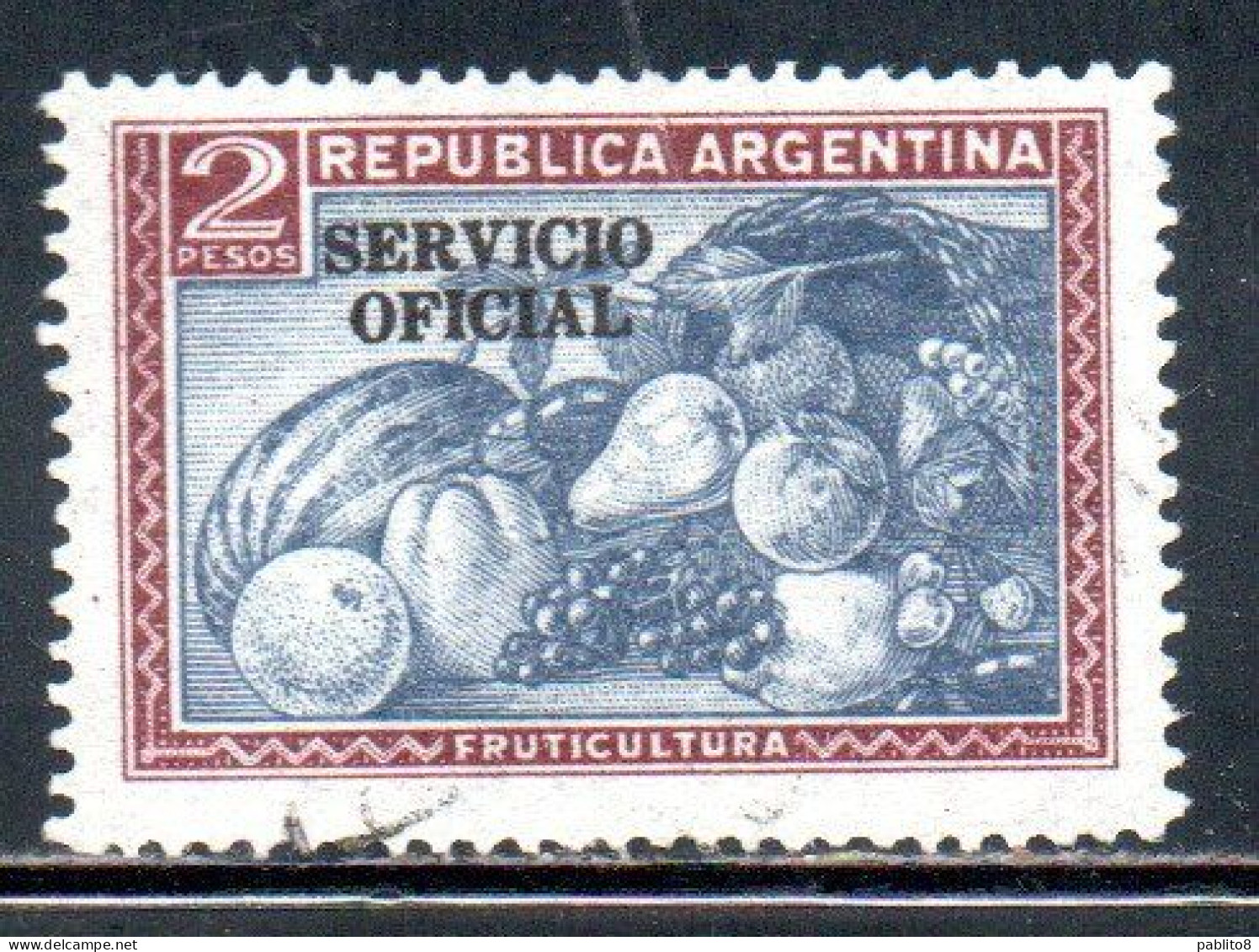 ARGENTINA 1945 1946 OFFICIAL STAMPS SERVICE SERVICIO OFICIAL OVERPRINTED 2p USED USADO - Dienstmarken