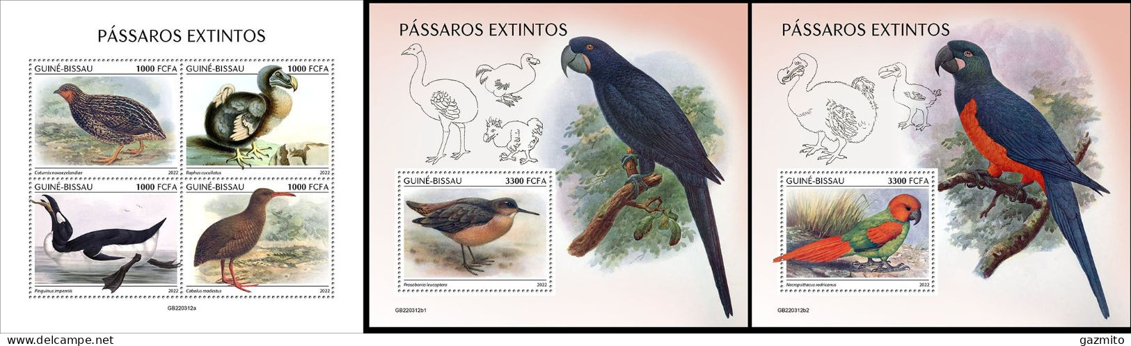 Guinea Bissau 2022, Animals, Extinct Birds, Dodo, 4val In BF+2BF - Passereaux