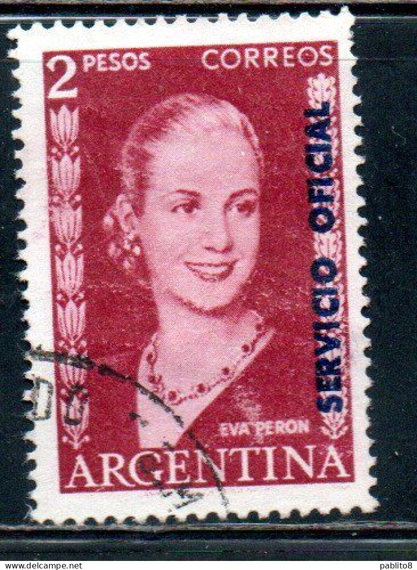 ARGENTINA 1953 OFFICIAL STAMPS SERVICE SERVICIO OFICIAL OVERPRINTED 2p USED USADO - Oficiales
