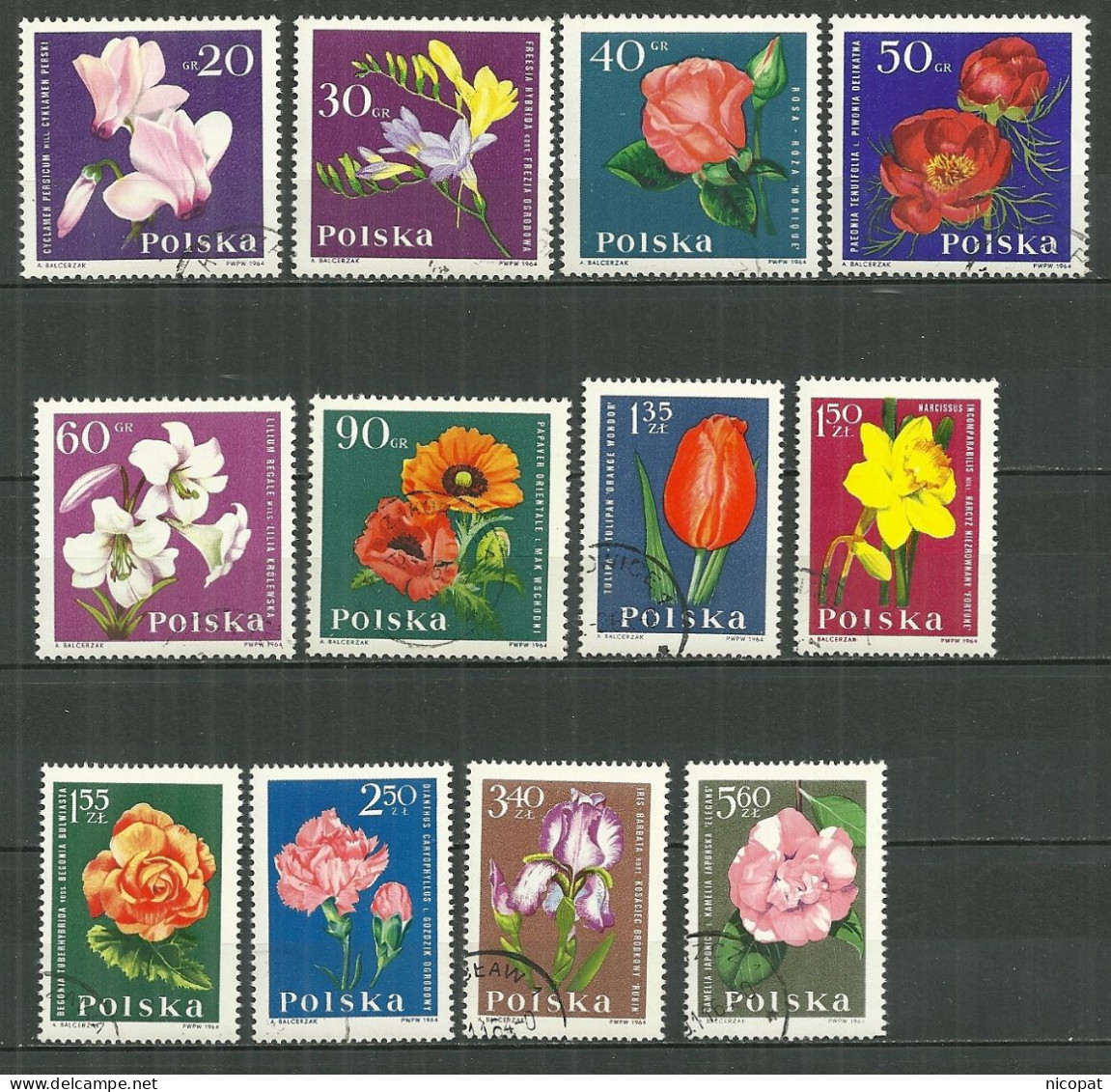 POLAND Oblitéré 1394-1405 Fleur Fleurs Rose Tulipe - Gebraucht