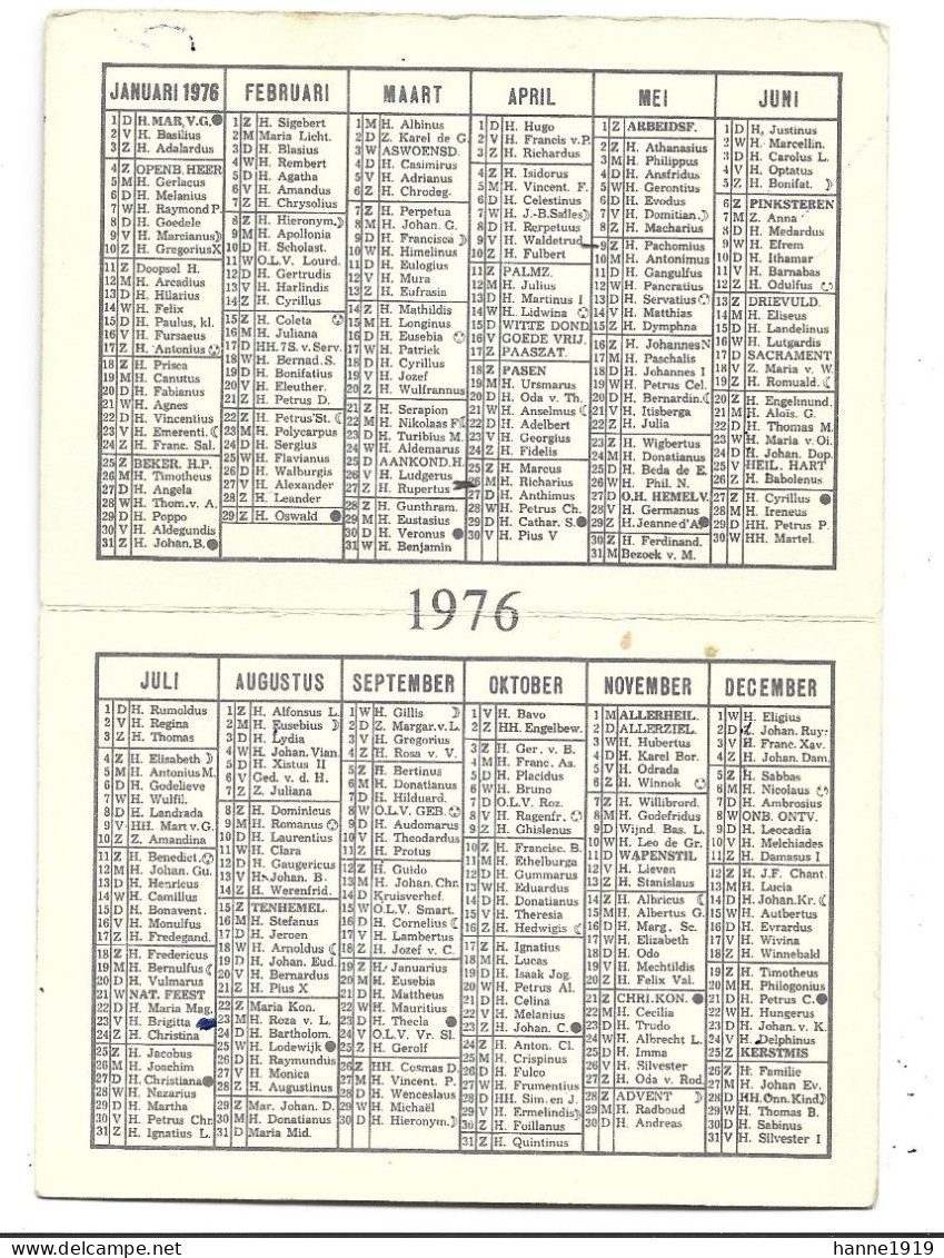 Brussel Regentschapsstraat Verzekeringen Belgie Foto Kortrijk Begijnhof Kalender 1976 Calendrier Htje - Klein Formaat: 1971-80