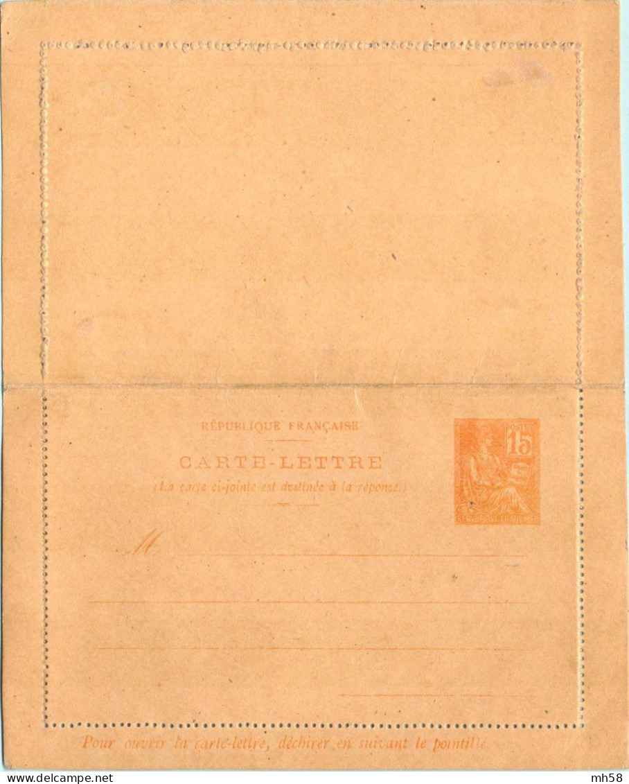 Entier FRANCE - Carte-lettre Réponse Payée Neuf ** - 15c Mouchon Primitif Orange - Cartes-lettres