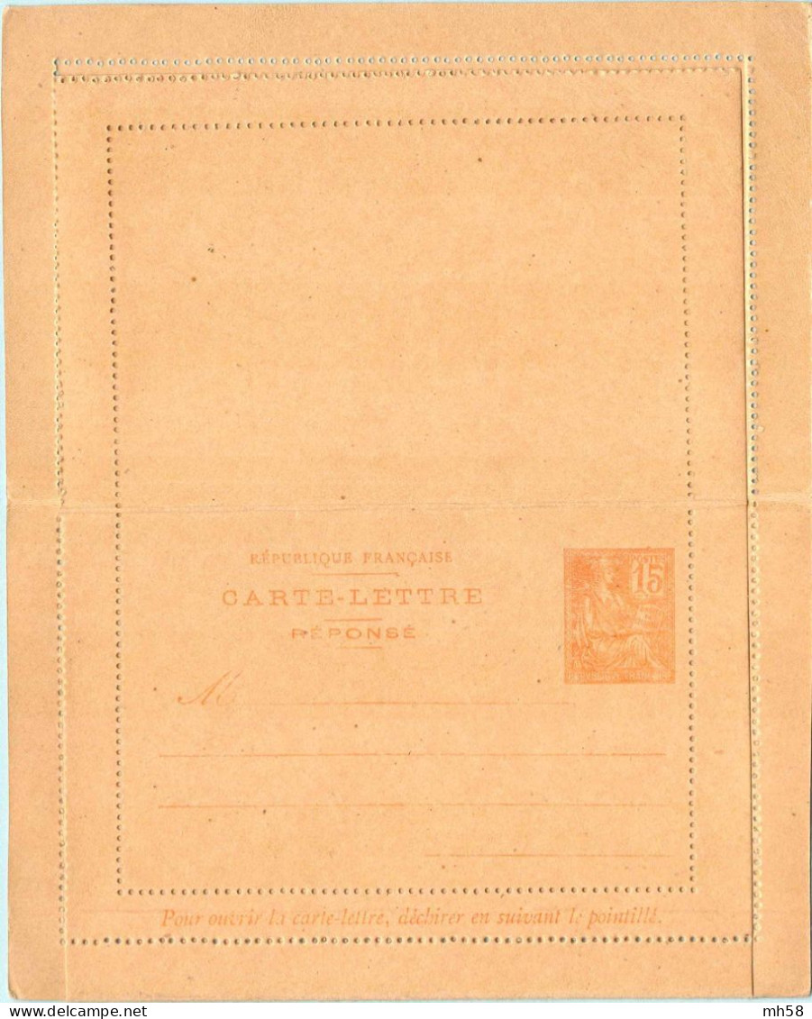 Entier FRANCE - Carte-lettre Réponse Payée Neuf ** - 15c Mouchon Primitif Orange - Cartes-lettres