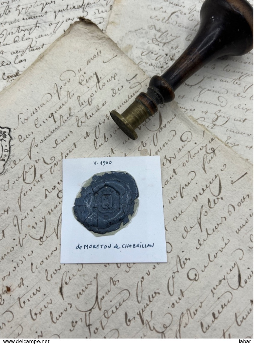 CACHET CIRE ANCIEN - Sigillographie - SCEAUX - WAX SEAL - 1900 DE MORETON DE CHABRILLAN - Stempel & Siegel