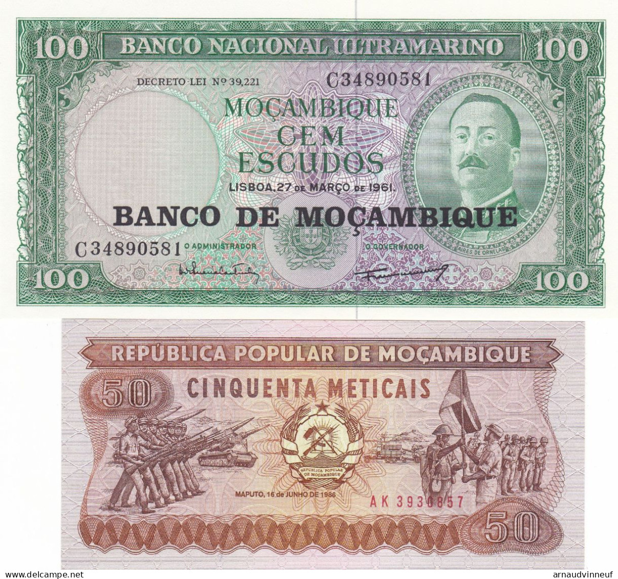 REPUBLICA POPULAR DE MOCAMBIQUE LOT DE 2 BILLETS - Mozambico