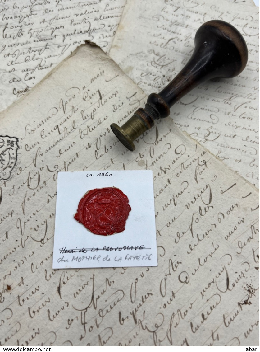 CACHET CIRE ANCIEN - Sigillographie - SCEAUX - WAX SEAL - 1860 Du MOTHIER De La FAYETIE - Stempels