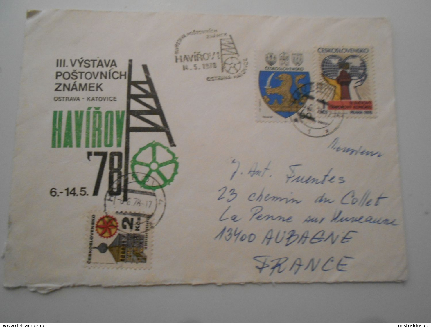 Tchecoslovaquie , Lettre De Haviron 1978 Pour Aubagne - Storia Postale