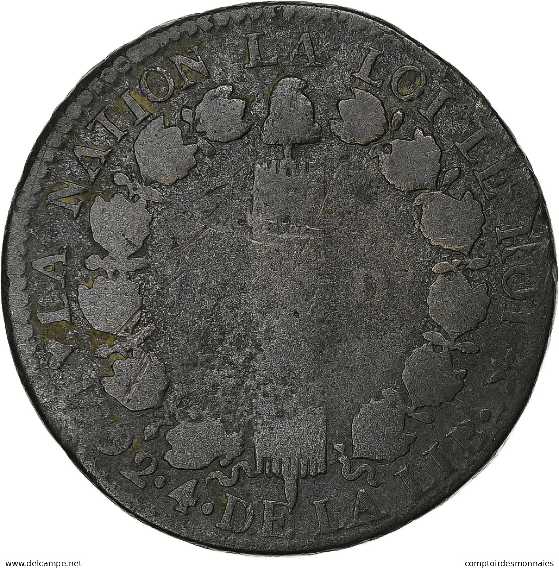 France, Louis XVI, 12 Deniers, 1792 / AN 4, Strasbourg, Bronze, B+, Gadoury:13 - Other & Unclassified