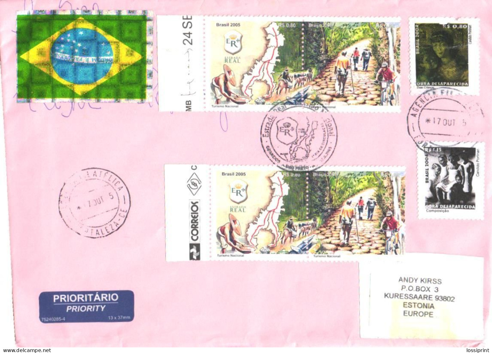 Brasil:Brazil:Cover From Brazil To Estonia 2005 - Covers & Documents