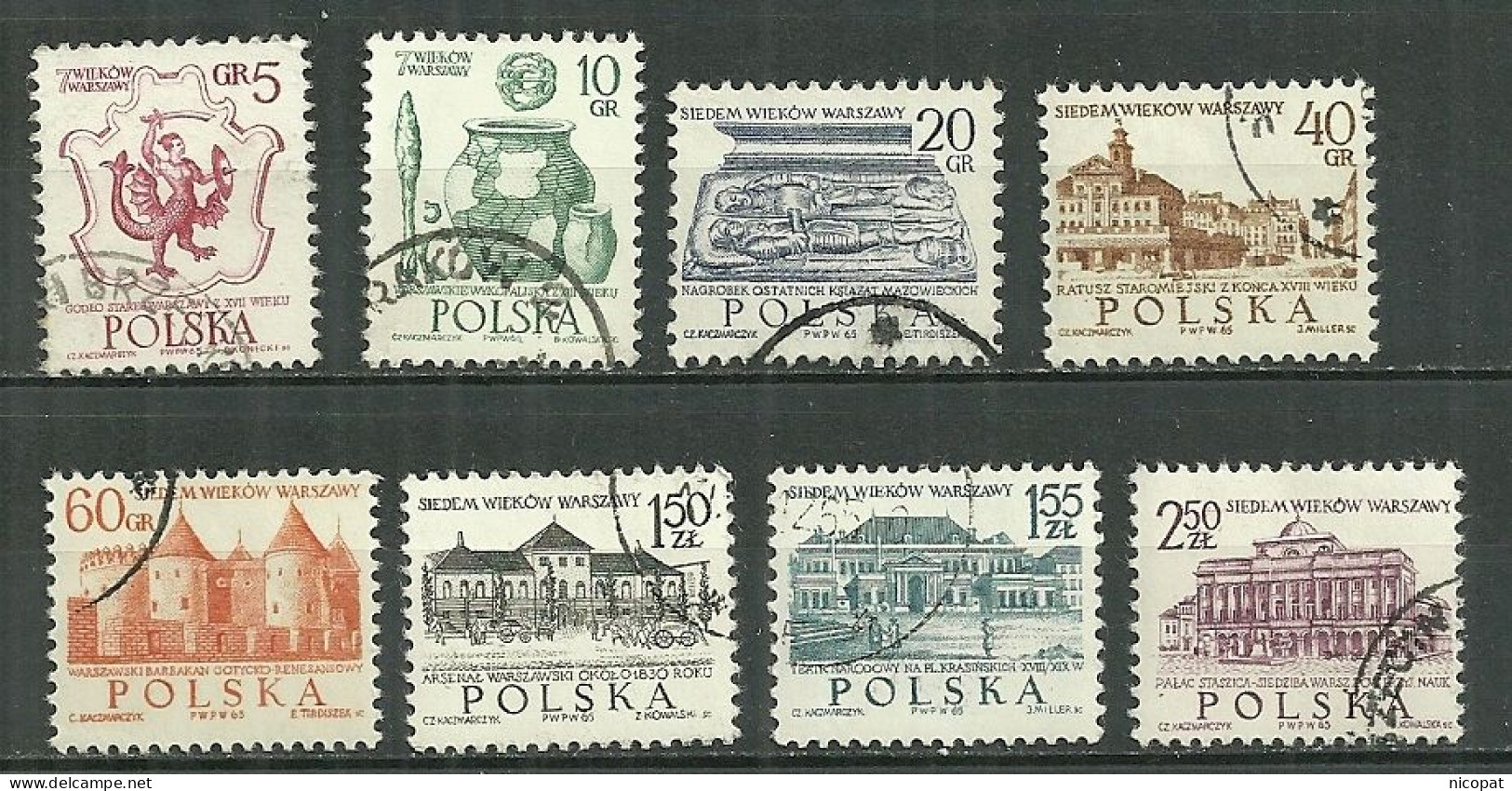 POLAND Oblitéré 1449-1456 Centenaire De Varsovie Arme Poterie Prince Théâtre - Used Stamps