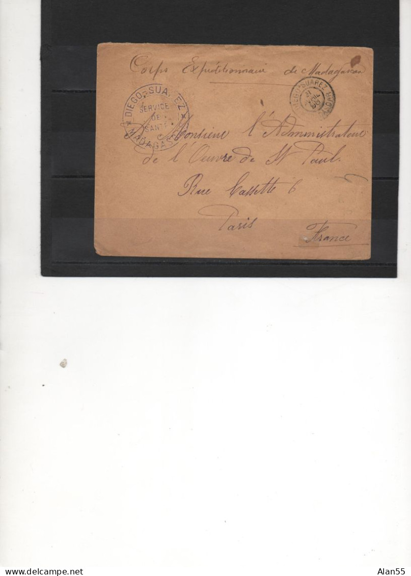 DIEGO-SUAREZ.1898. RARE "SERVICE DE SANTE/DIEGO-SUAREZ/ MADAGASCAR". - Lettres & Documents