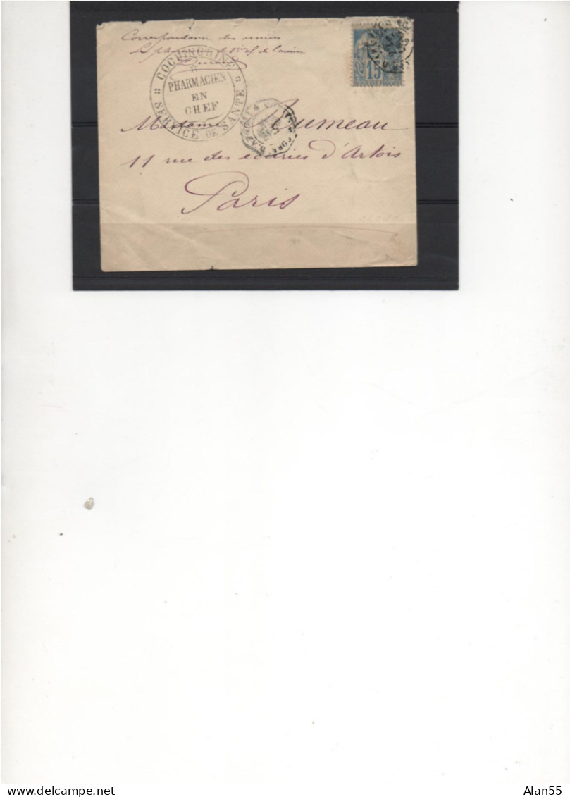 COCHINCHINE.1890.RARE "COCHINCHINE/SERVICE DE SANTE/PHARMACIEN EN CHEF".VARIETE COLONIES N+51. - Lettres & Documents