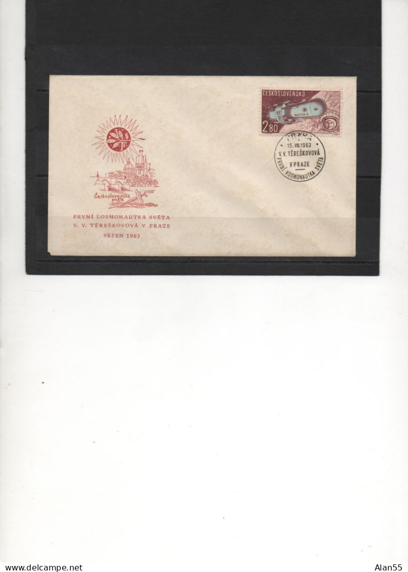 TCHECOSLOVAQUIE.1963. 2 FDC "VOL SOVIETIQUE.1ère FEMME DANS L'ESPACE"."VOSTOCK5" - Luftpost