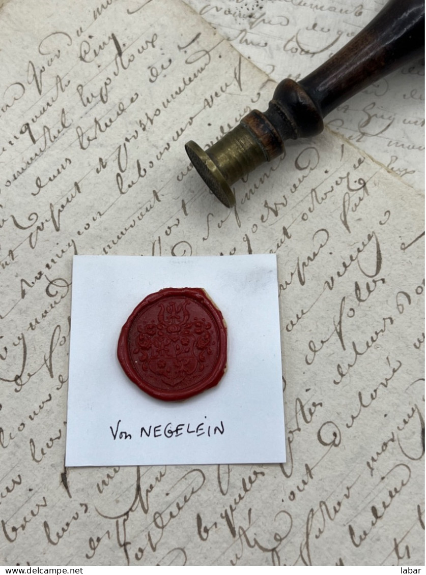 CACHET CIRE ANCIEN - Sigillographie - SCEAUX - WAX SEAL -VON NEGELEIN - Seals