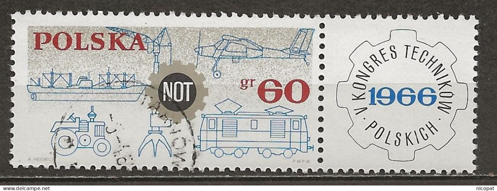 POLAND Oblitéré 1505 Congrès National Technique Avion Train Bateau - Used Stamps