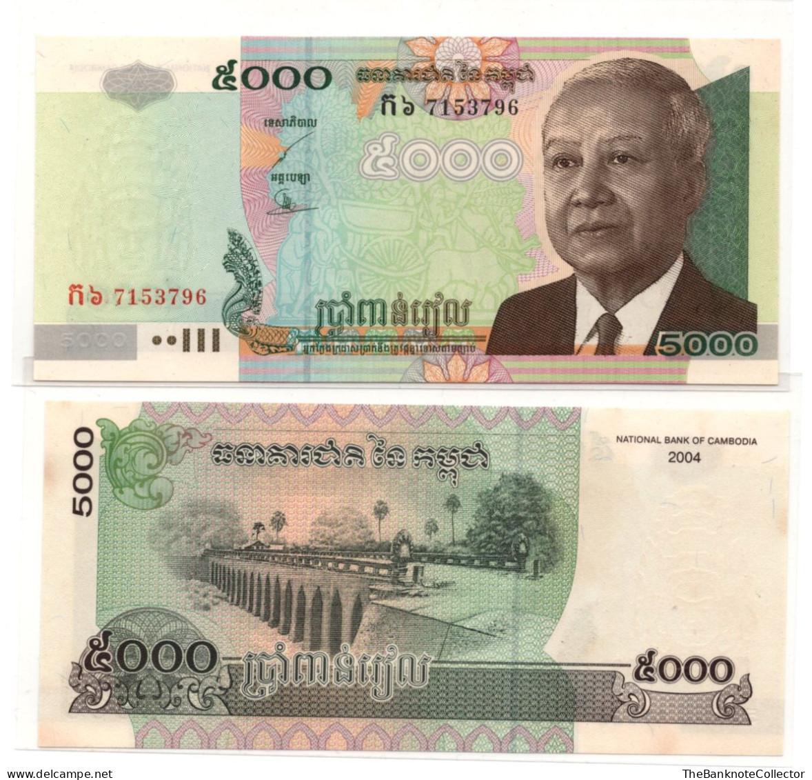 Cambodia 5000 Riels 2004 P-55 UNC Foxing - Cambodge