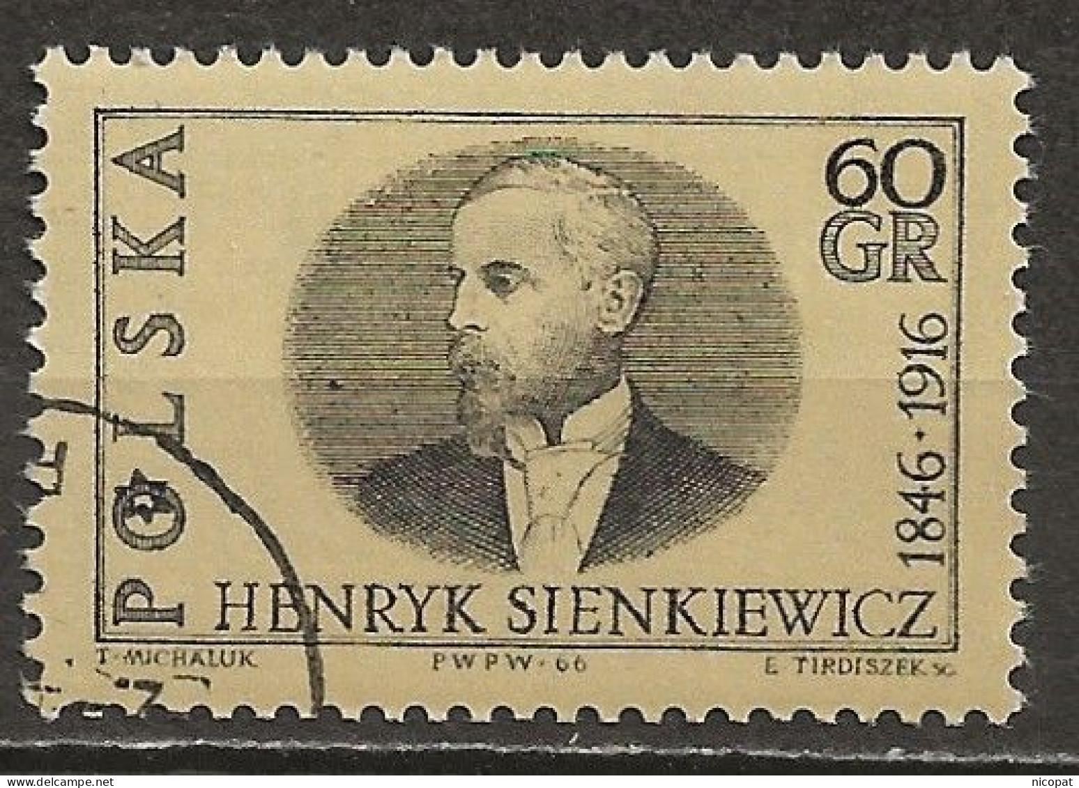 POLAND Oblitéré 1515 Henryk Sienkiewicz Prix Nobel Romancier écrivain Littérature - Usados