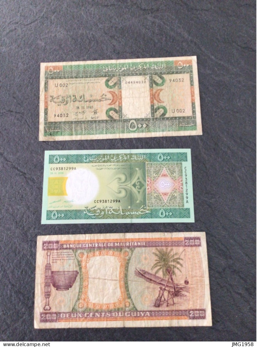 3 ANCIENTS BILLETS MAURITANIE - 500 500- 200 Ouguiyas. - Mauritanie