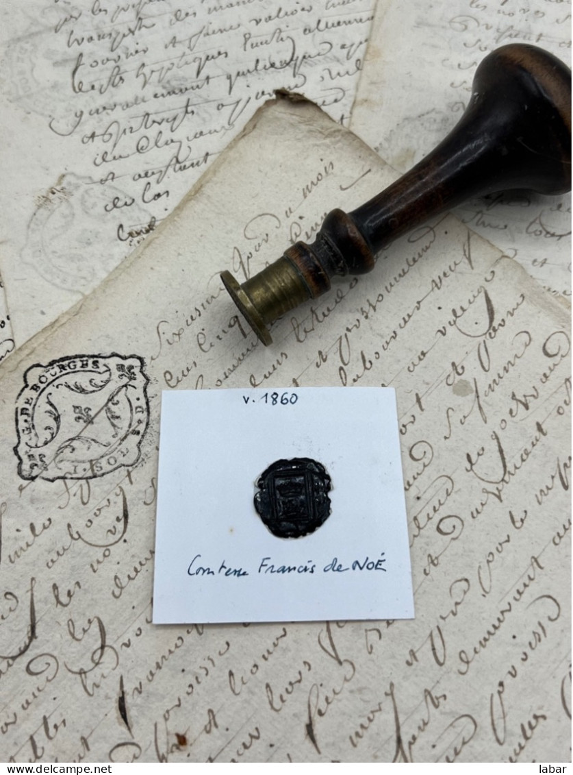 CACHET CIRE ANCIEN - Sigillographie - SCEAUX - WAX SEAL - V 1860 Comtesse Francis De NOÉ - Cachets