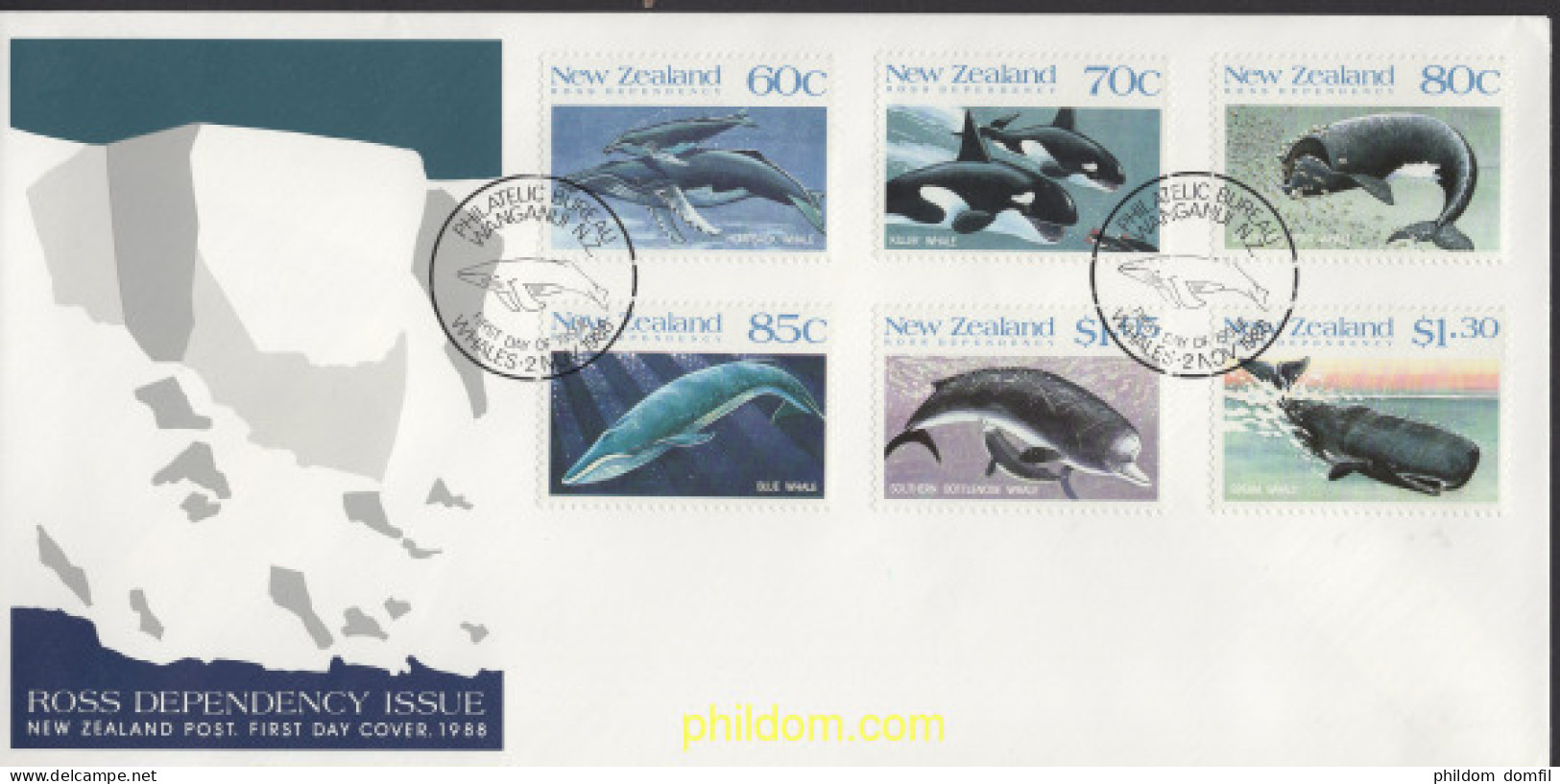 406098 MNH NUEVA ZELANDA. Dependencia Ross 1988 BALLENAS - Nuevos