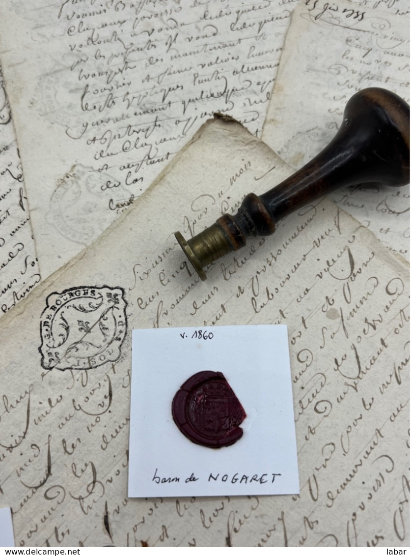 CACHET CIRE ANCIEN - Sigillographie - SCEAUX - WAX SEAL - V 1860 Baron De NOGARET - Stempel & Siegel