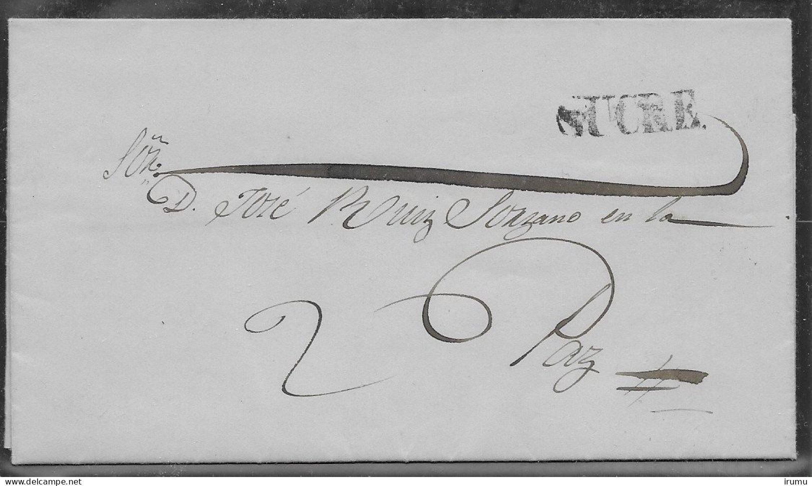 Bolivia 1848, Folded Letter Sucre To La Paz (SN 2823) - Bolivia