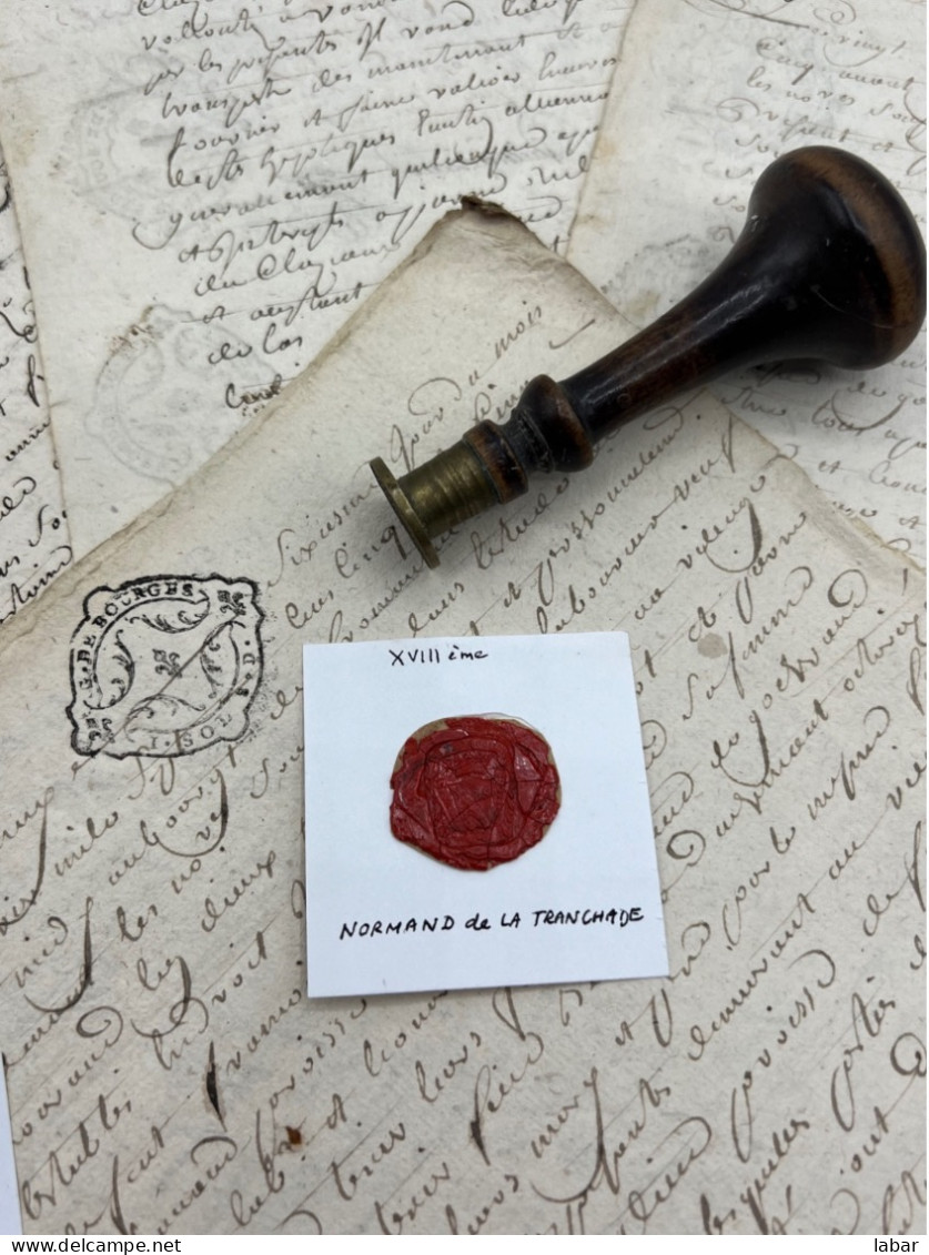 CACHET CIRE ANCIEN - Sigillographie - SCEAUX - WAX SEAL - XVIII EME NORMAND De La TRANCHADE - Timbri