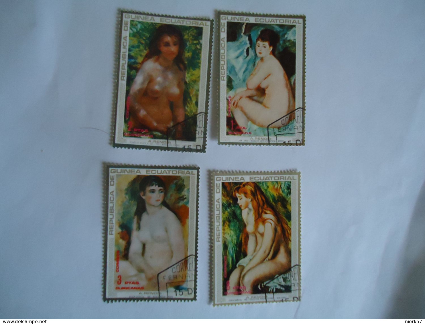 GUINEA ECUATORIAL 4 USED  STAMPS   PAINTING NUDES - Desnudos