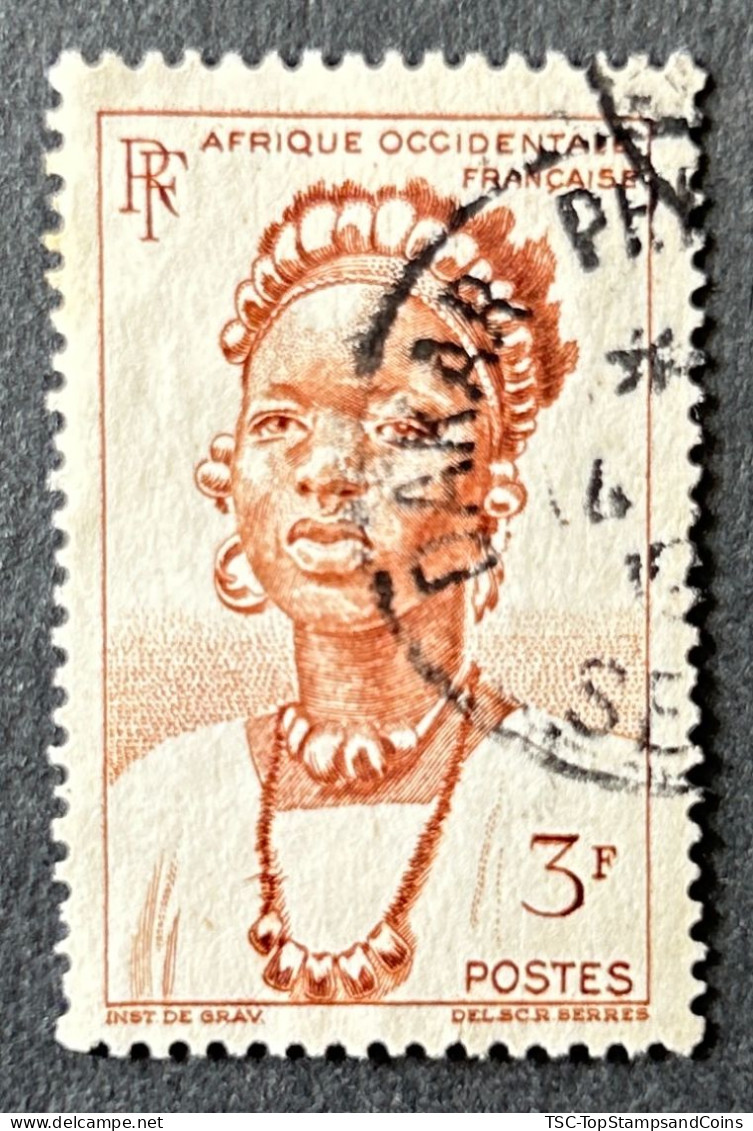 FRAWA0044U2 - Local Motives - Woman Of Togo - 3 F Used Stamp - AOF - 1948 - Usati