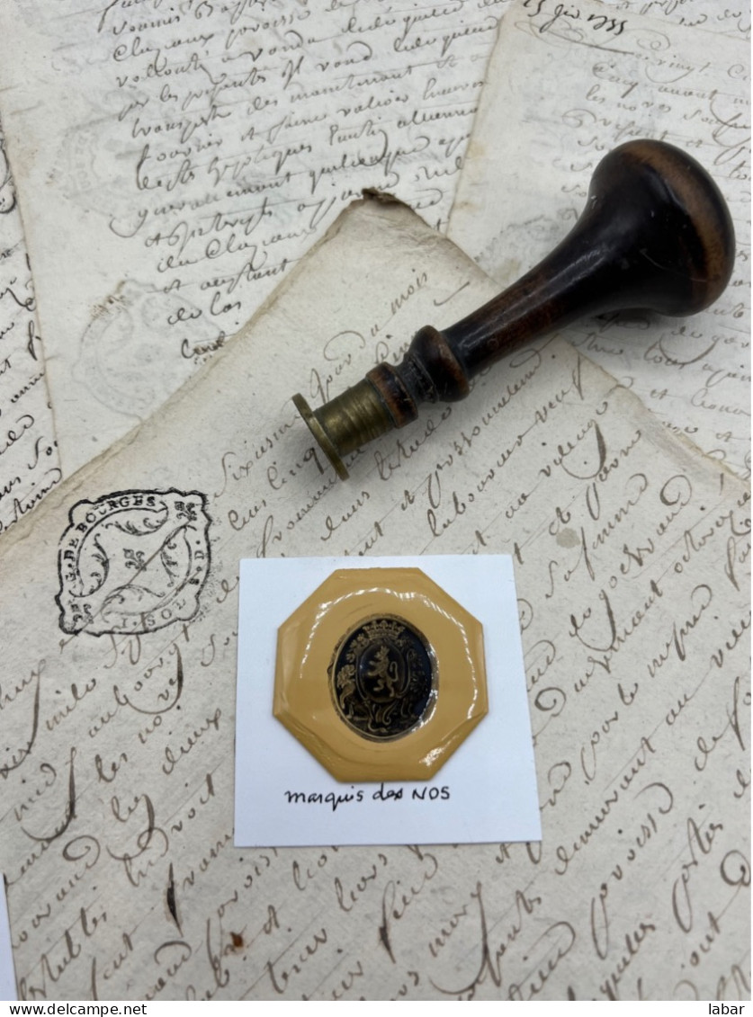 CACHET CIRE ANCIEN - Sigillographie - SCEAUX - WAX SEAL - MARQUIS Des NOS - Seals