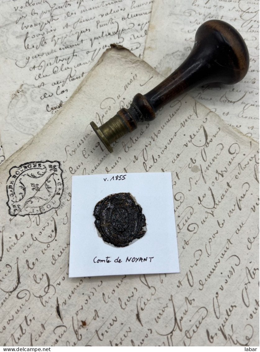 CACHET CIRE ANCIEN - Sigillographie - SCEAUX - WAX SEAL - V 1855 Comte De NOYANT - Stempel & Siegel