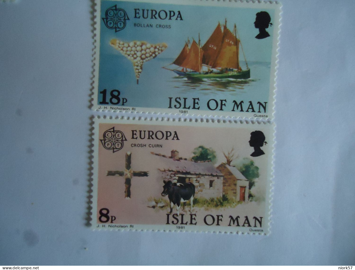 ISLE OF MAN   MNH  SET 2 EUROPA 1981  COW SHIPS - 1981