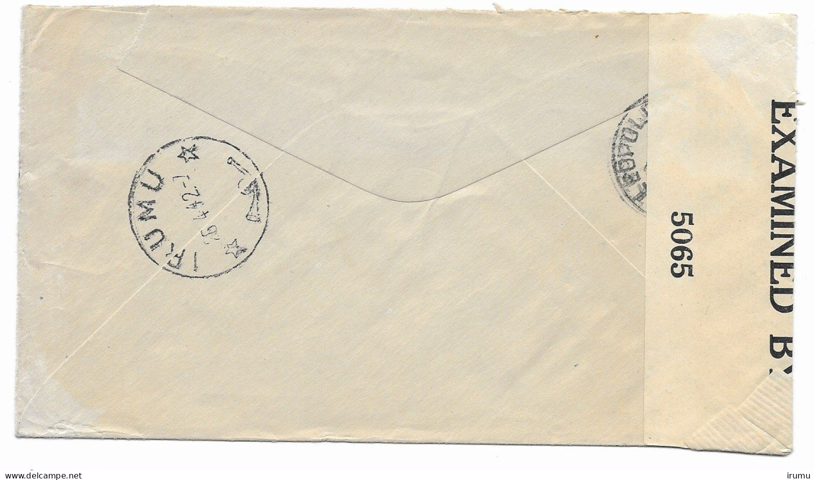 Congo 1942, Lettre De Irumu Avec Griffe CENSURE CONGO BELGE (SN 2826) - Covers & Documents