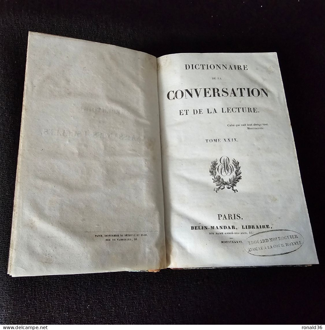 Livre Ancien 1836 Dictionnaire Benjamin FRANKLIN GARE  GASTRONOMIE GARDE : NATIONALE CHAMPETRE FORESTIER PECHE CHASSE - Dictionnaires