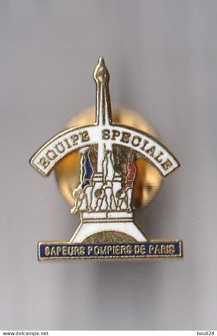 PIN'S THEME POMPIERS DE PARIS   EQUIPE SPECIALE  TOUR EIFFEL - Pompiers