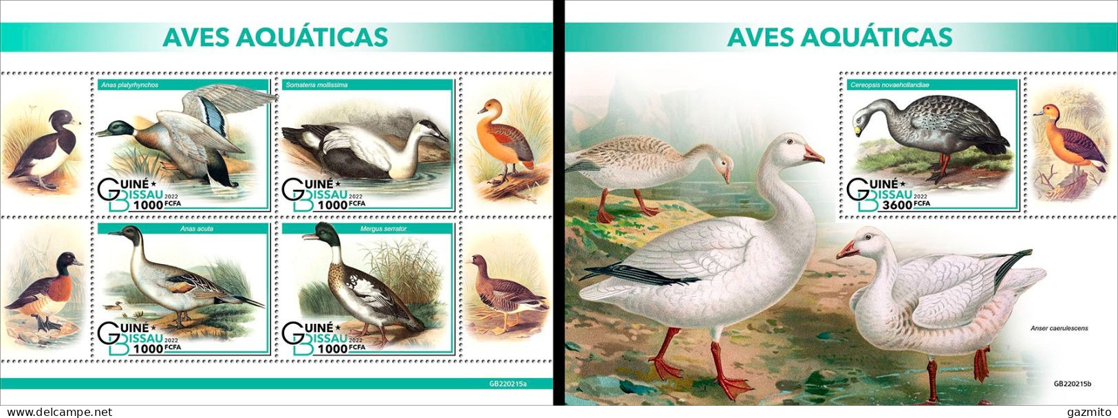 Guinea Bissau 2022, Animals, Water Birds, 4val In BF +BF - Canards