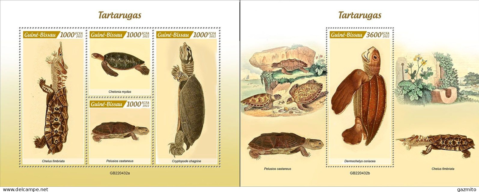 Guinea Bissau 2022, Animals, Turtles II, 4val In BF+BF - Schildkröten