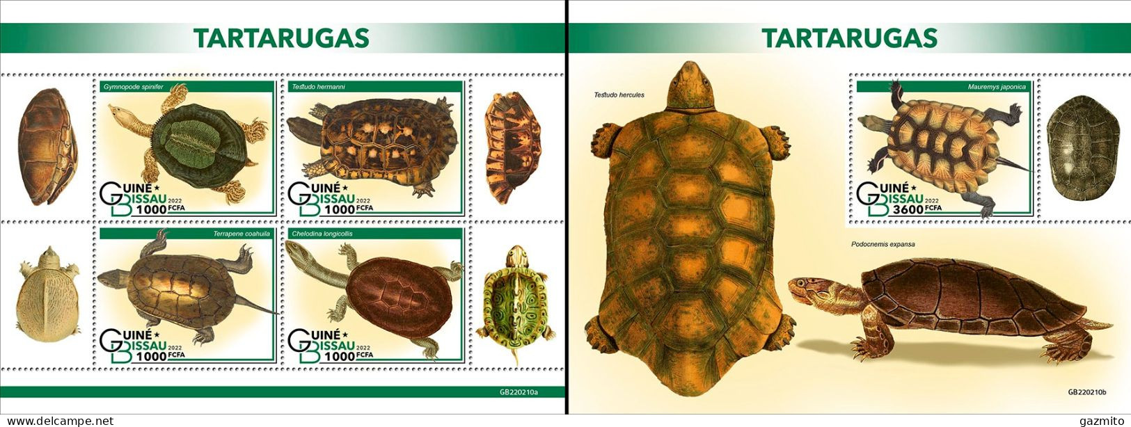 Guinea Bissau 2022, Animals, Turtle I, 4val In BF+BF - Schildkröten