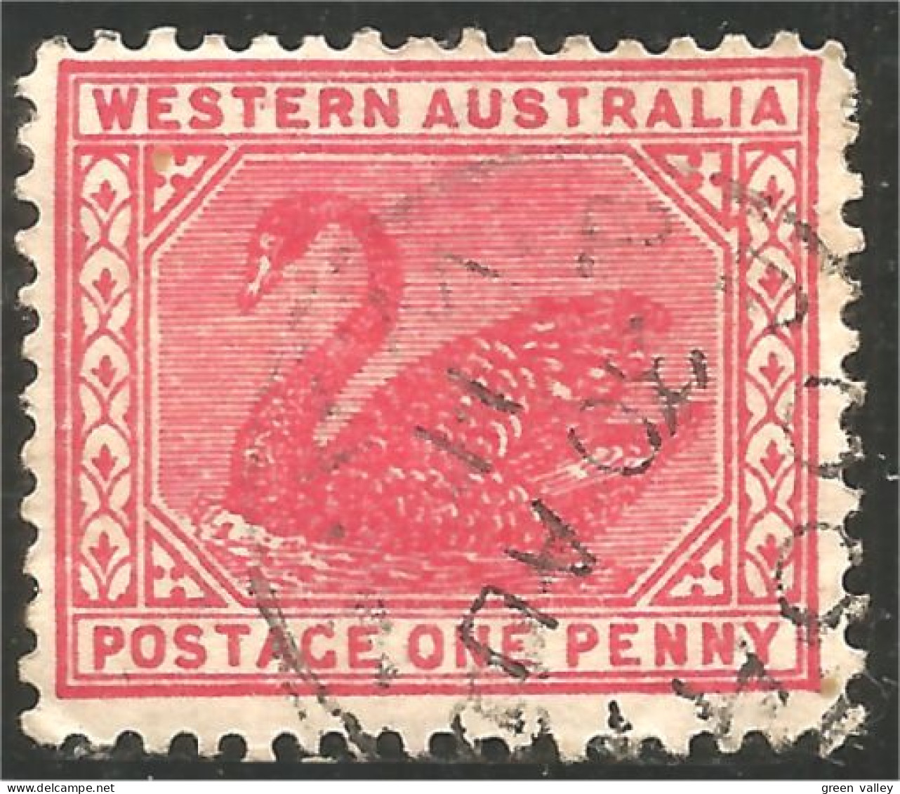 944 Western Australia Swan ONE Penny Red Rouge (WEA-6) - Used Stamps