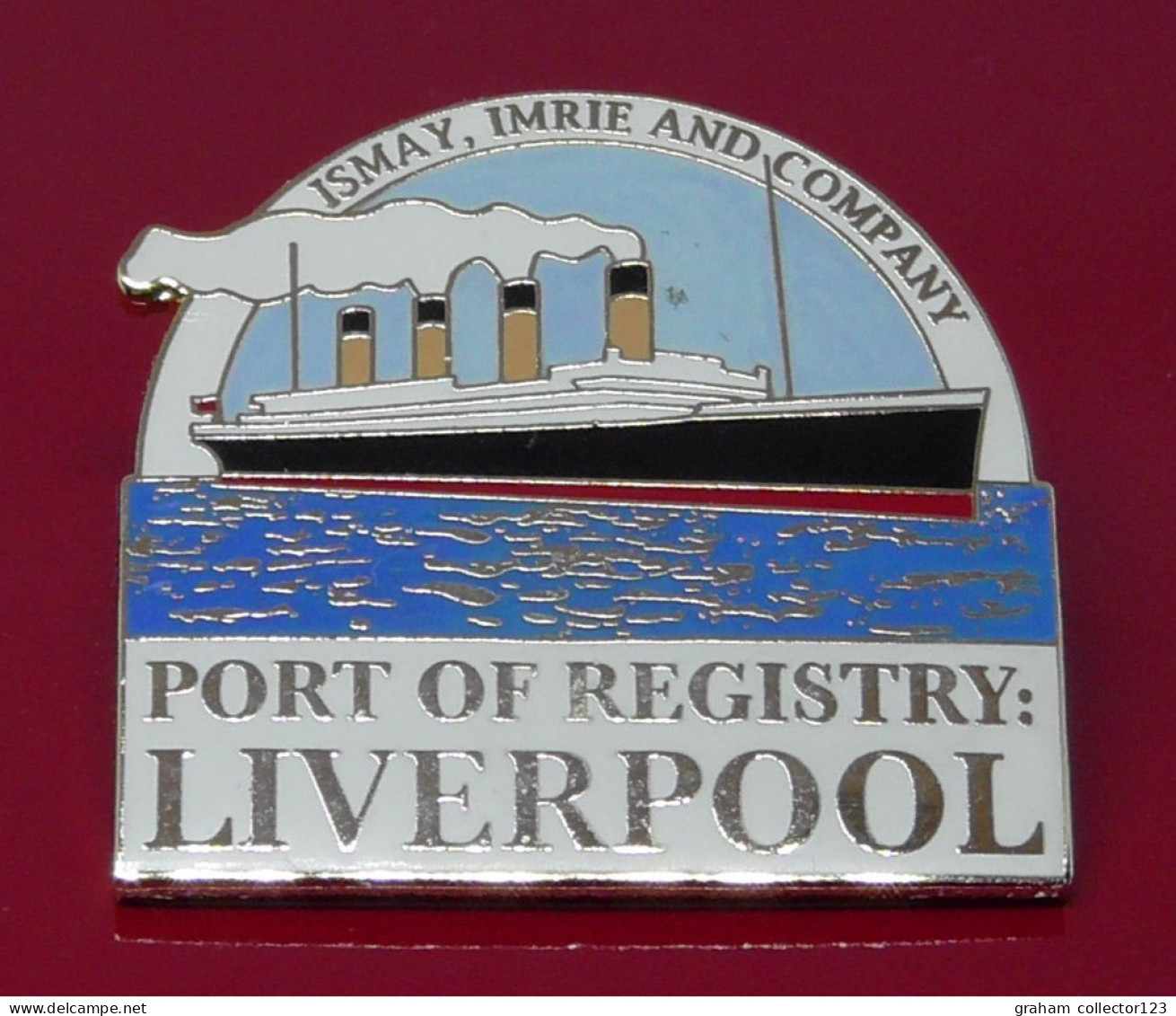 Modern Enamel And Metal Badge Danbury Mint The Titanic Ship Boat Port Of Registry Liverpool - Transports