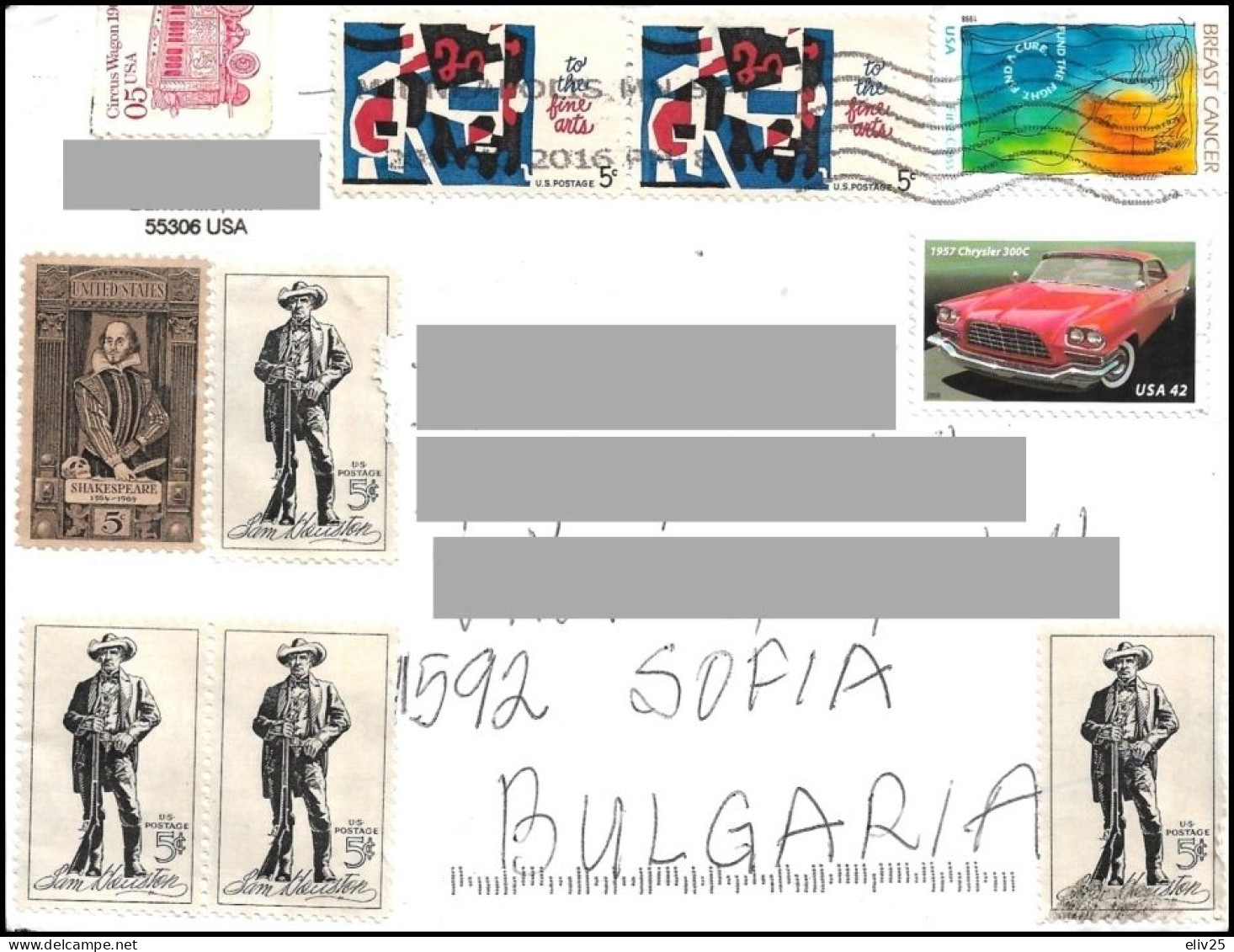 United States 2016, Cover To Bulgaria - Cartas & Documentos