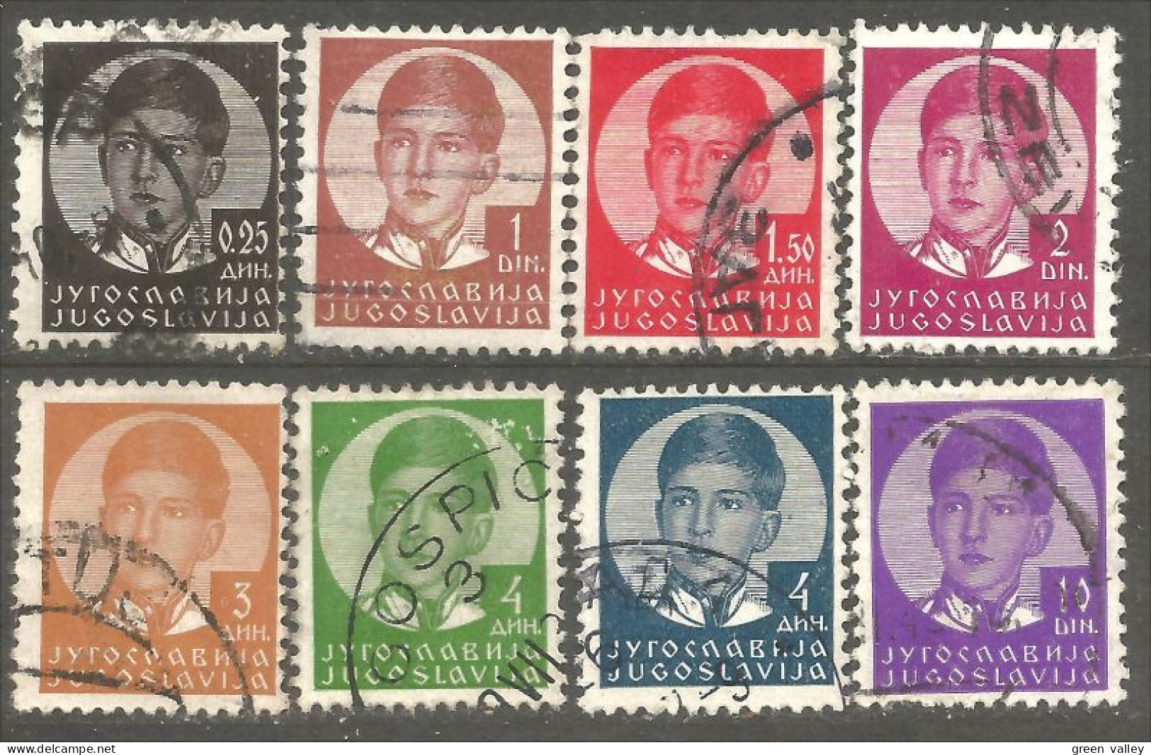 954 Yougoslavie 8 Stamps Roi King Peter Pierre II (YUG-384) - Usados