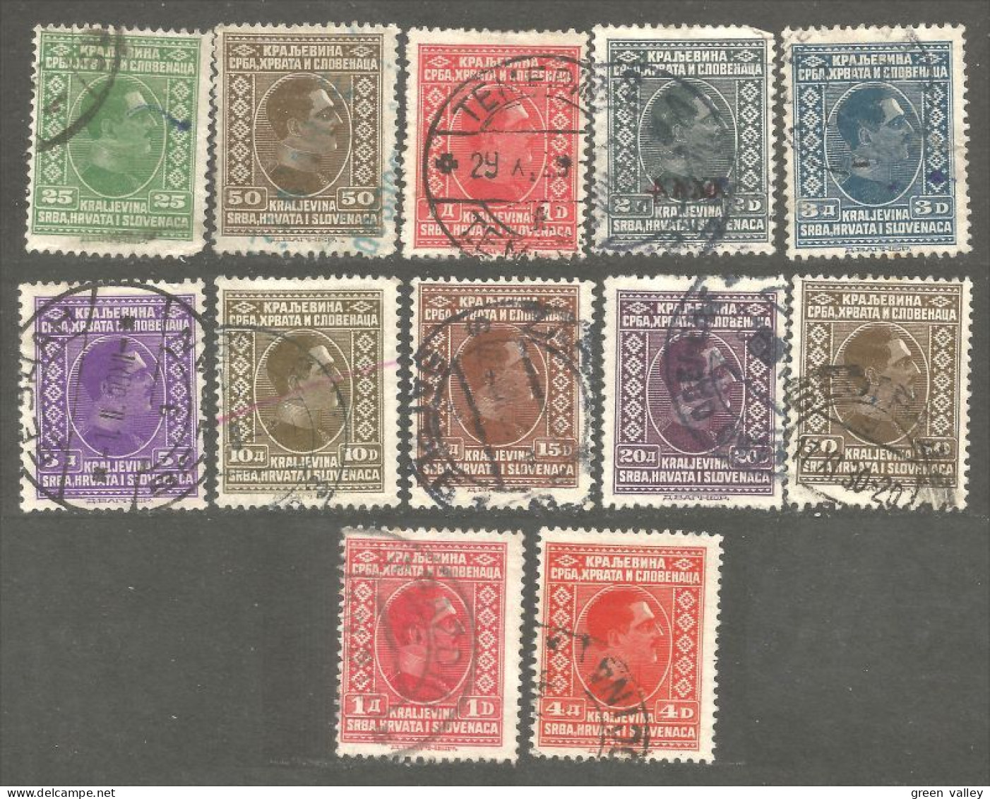 954 Yougoslavie 12 Stamps Roi King Alexander (YUG-382) - Gebruikt